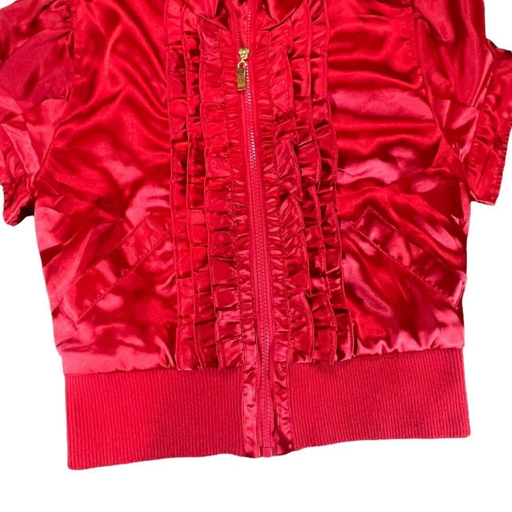 Y2K Ashley Red Ruffle Zip Up Jacket - Picture 5 of 8